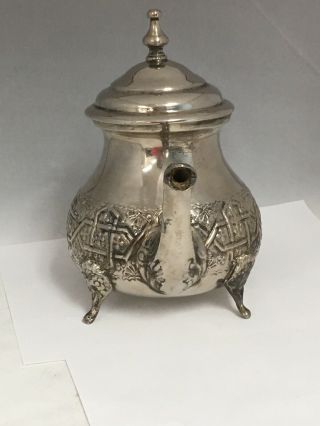 Vintage Authentic Moroccan Handcrafted Silver Teapot 2