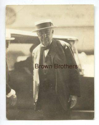 Vintage 1920s Inventor Thomas Edison In Straw Boater Hat Photo - Brown Brothers