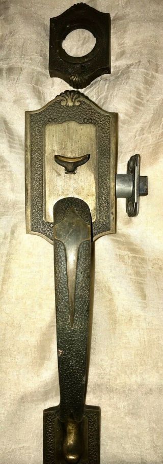 Vintage Weslock Entry Handle And Lock Plate Colonial Exterior Stamped 14379