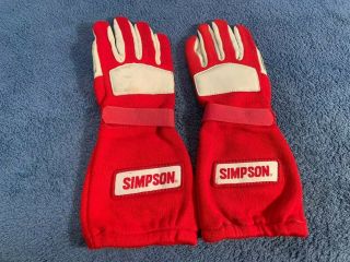 Vintage Red Simpson Racing Gloves Size M