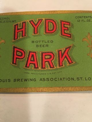 1930’s Hyde Park Beer Label / St.  Louis Beer 3