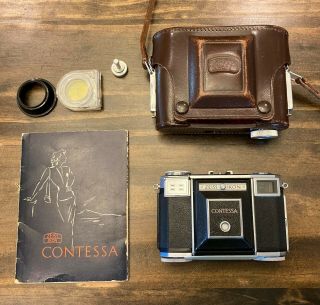 Vintage Zeiss Ikon Contessa 35mm Camera,  Case,  Filter,  Sun Shade,  Tripod Bushing 2