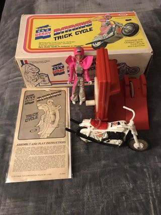 Ideal 1974 Derry Daring Trick Cycle Action Figure Launcher Instructions & Box.
