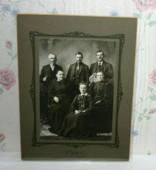 Large Cabinet Card Family Of Six Adult 3 Women & 3 Men Mustaches Mcintosh,  Minn