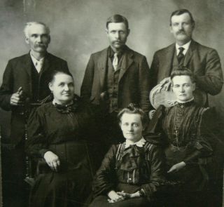 Large Cabinet Card Family Of Six Adult 3 Women & 3 Men Mustaches McIntosh,  Minn 2