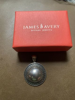 Vintage Retired James Avery Sterling Silver Ribbon Edge Dome Pendant Large