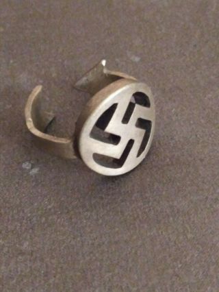 Native American Swastika Good Luck Whirling Log Arrow Ring Solid Bronze 1930 