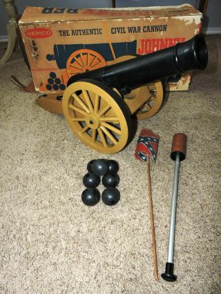 Vintage 1961 Remco Johnny Reb Civil War Toy Cannon Complete & Boxed