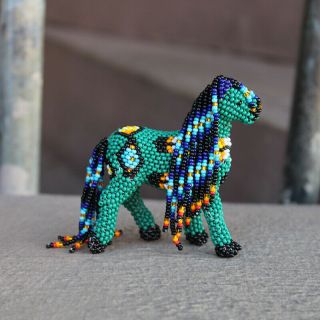 Zuni - Beaded Teal Horse By Denise & Faron Gchachu - Native American Beadwork