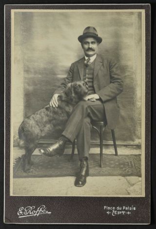 Cabinet Photo Man With Dog (5449)