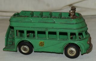 Vintage Arcade Cast Iron Double Decker Bus - Green With 2 Passengers