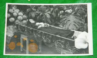 Old Antique Post Mortem Photo Rppc - Woman In Coffin Casket Rosary
