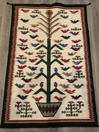 Mexican Tree Of Life Rug Native American Style Wool 70x47in