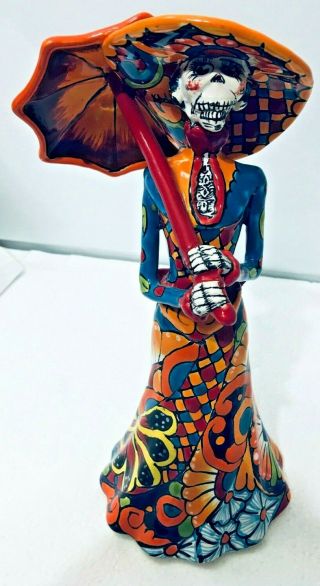 Reserve For Sally Catrina Talavera Figure Mexican Day Of The Dead Umbrella