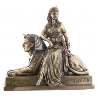 9.  75 Inch Cleopatra Sitting On A Sphinx Egyptian Statue Sculpture Figurine
