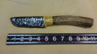 Native American Indian Obsidian Blade Knife Deer Bone Antler Handle 1