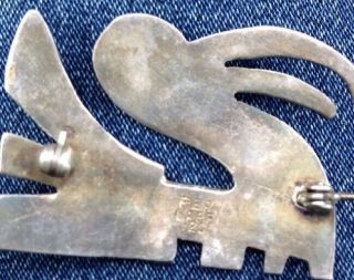 Vintage LAFFI Hand Crafted Sterling Silver ENAMEL BIRD Brooch Pin PERU 2