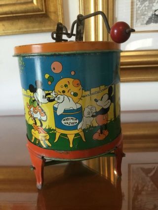1930s Ohio Art Tin Litho Disney Mickey & Minnie Mouse Washing Machine