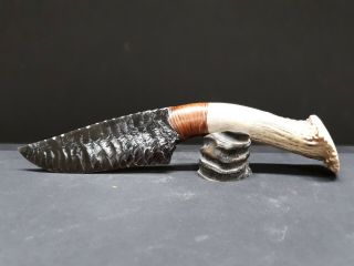 By Kenny Hull Obsidian Knife Mexi - Rainbow Hotness Flint Arrowhead Stone Unique