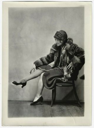 Stylish Art Deco Flapper In Fur Vintage 1920s Charles Sheldon Fashion Photograph