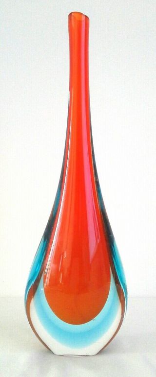 Murano,  Large Vintage Four - Colour Teardrop Vase - Flavio Poli 33cm