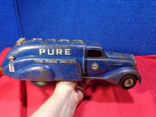 Vintage Pressed Steel Toy Truck Pure Oil Co.  Tanker