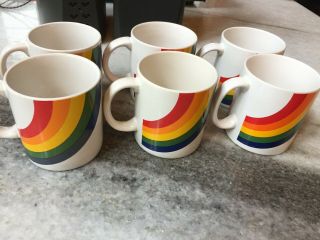 Stranger Things Iii 3,  Vintage,  1980s,  White,  Rainbow Coffee Mugs/cups Set Of 6