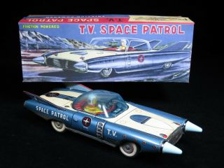 Extremely Rare Vintage 1950’s Japan Tin Friction T.  V.  Space Patrol Robot Car