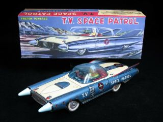 Extremely Rare Vintage 1950’s Japan Tin Friction T.  V.  Space Patrol Robot Car 2