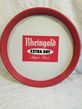 Vintage Rheingold Extra Dry Lager Beer Double Sided Metal 12 " Serving Tray