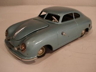 Jnf Prototyp (germany) Silver - Blue Porsche 356 Cpe Tinplate/windup/electric 1:19
