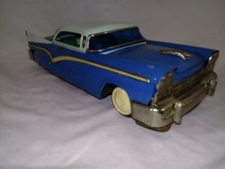1957 Ford Fairlane 500 Tin Friction Toy Car Big 12 " Beauty Fins Needs Tail Light