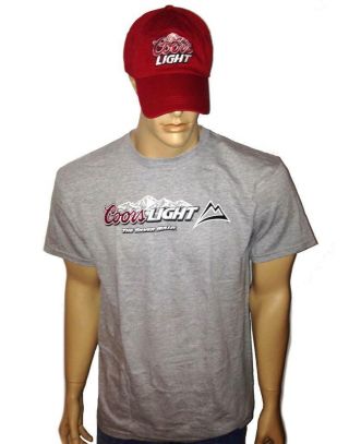 Coors Light Beer T Shirt Baseball Hat Mens L Embroidered Cap 1 Size Slide Strap