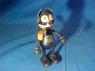 Orig 1920s Felix The Cat Wood Toy 3 " Figure Smoking A Pipe