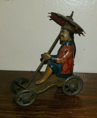 Vintage Distler Chinaman W/ Parasol German Tin Penny Toy