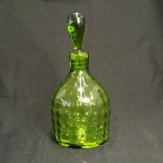 Vintage Blenko Hand Blown Green Studio Art Glass Decanter Bottle W/stopper