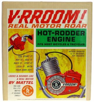 Vintage 1963 Mattel V - Rroom Hot Rod Rodder Engine Bicycle Motor Nos W/box