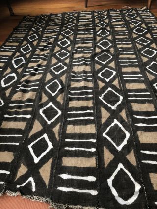 African Mud Cloth Textile 69” X 49” Fabric Ghana Brown Black