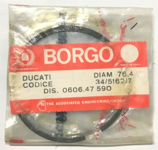 Ducati Borgo Piston Rings Vintage Nos Made In Italy 76.  4mm