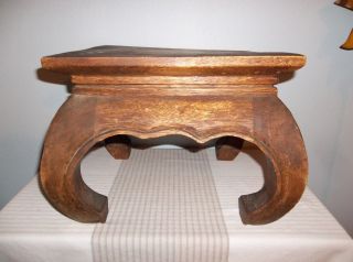 Authentic Thailand Thai Hand Carved Teak Accent Table Solid Wood Plant Stand Tea