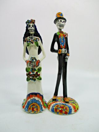 12 " Bride & Groom Catrina Talavera Wedding Couple Mexican Day Of The Dead