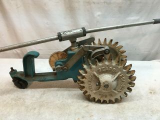 Vintage Sears Roebuck Cast Iron Traveling Tractor Sprinkler 7 " Wheels