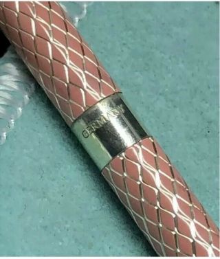 Vintage Tiffany & Co Sterling Silver Pink Enamel Engraved Ballpoint Pen