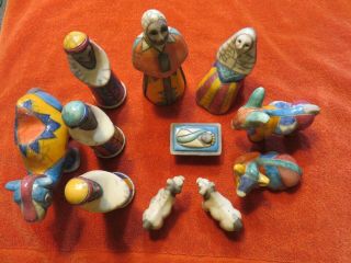11 Piece Nativity From South Africa Ceramic/clay,  Glazed (wise Men Camel More