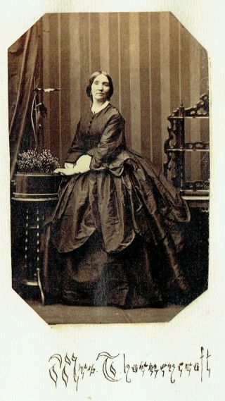 Victorian Cdv Type Photo Lady Wearing Long Gown Mrs Thorneycroft