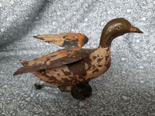 Early German Tin Wind Up Pigeon / Gunthermann All Paint Well