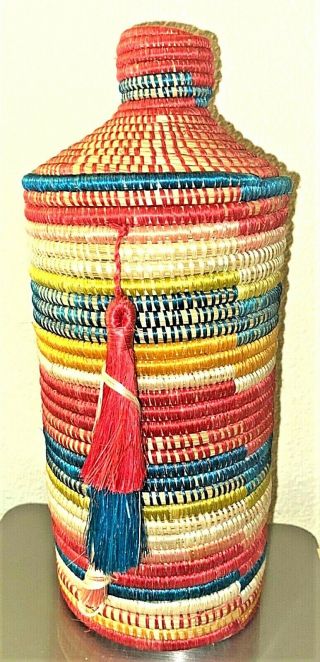 Handwoven Basket Sisal Vase W/Lid Made in Rwanda | 10 