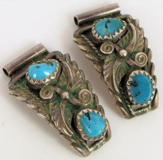 Vintage Navajo Native American Sterling Silver Turquoise Ornate Watch Bands