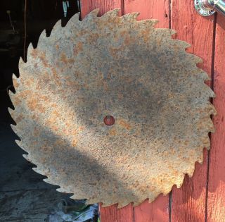 Vintage 27.  5” Diameter Rustic Buzz Saw Mill Blade 36 Tooth,  Rusty Surface