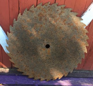 Vintage 27.  5” Diameter Rustic Buzz Saw Mill Blade 36 Tooth,  Rusty Surface 2